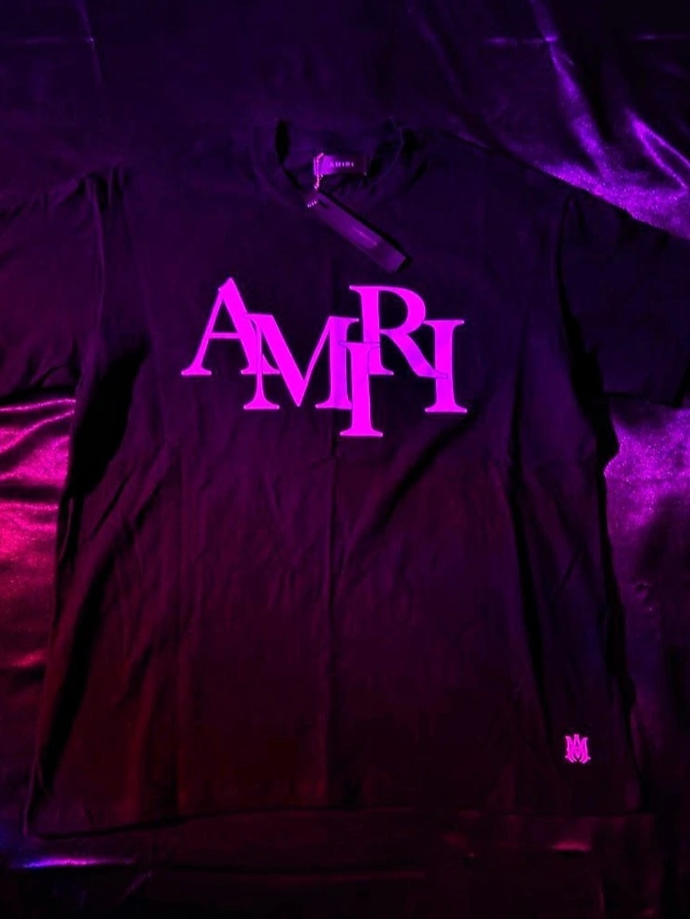 Amiri White & Black Core Logo T-Shirt Short Sleeve Tee in Black